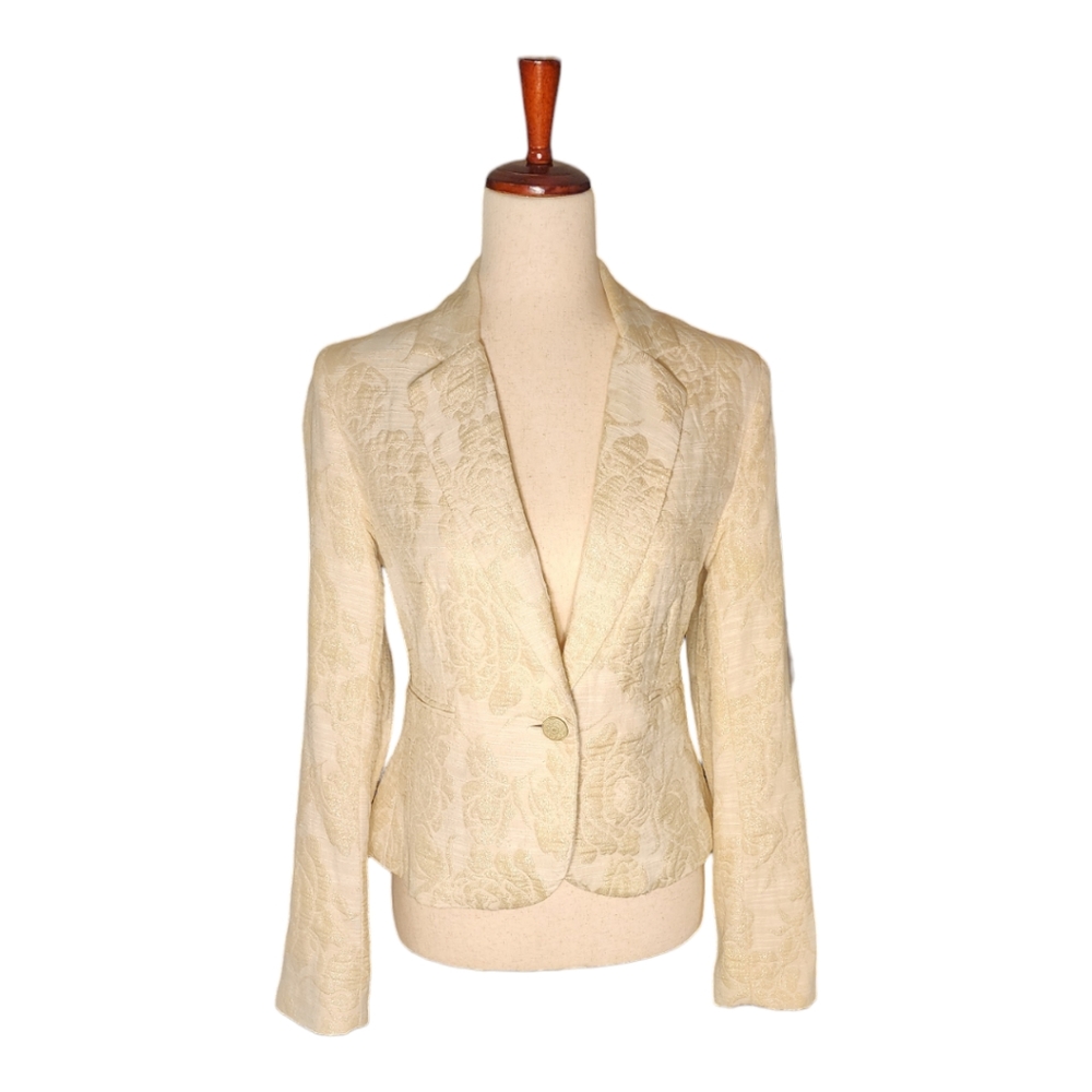 Blazer, George ME Designs by Mark Eisen cream with gold flower design